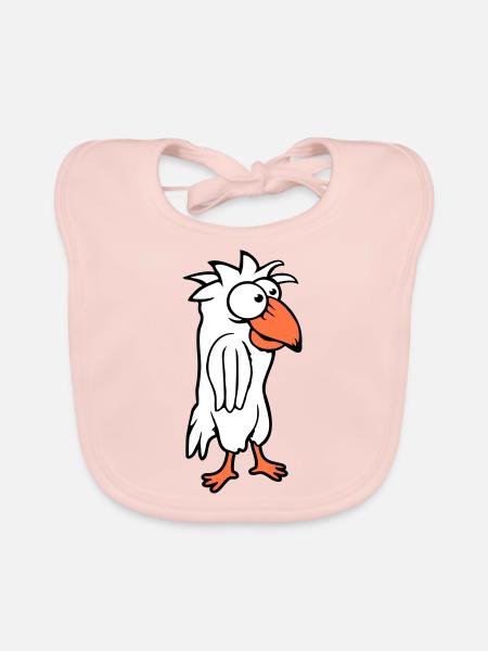 L’oiseau perroquet a l’air drôle stupide anxieux confus - Bavoir bio Bébé - rose - Devant
