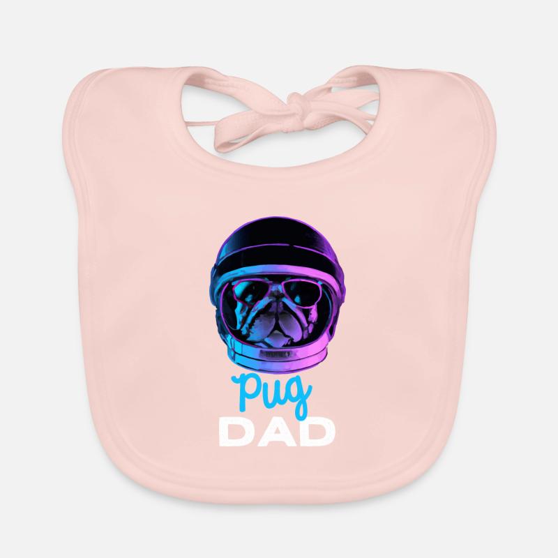 Pug Dad Synthwave Dog Papa Gift Pugs Organic Baby Bibs