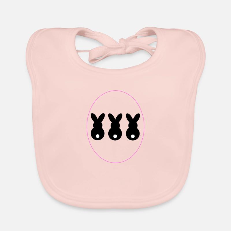 3 Bunny in Egg Plain Shadow Organic Baby Bibs
