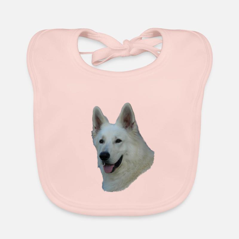 White German Shepherd head Organic Baby Bibs