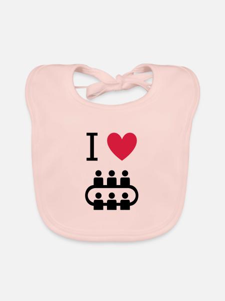 ★ Design colors changeable ★ I love meetings - Organic Baby Bibs - rose - Front