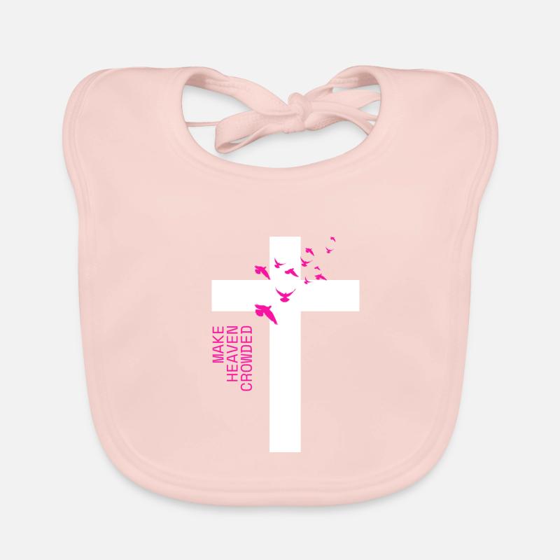 White Cross "Make Heaven Crowded" Design Organic Baby Bibs