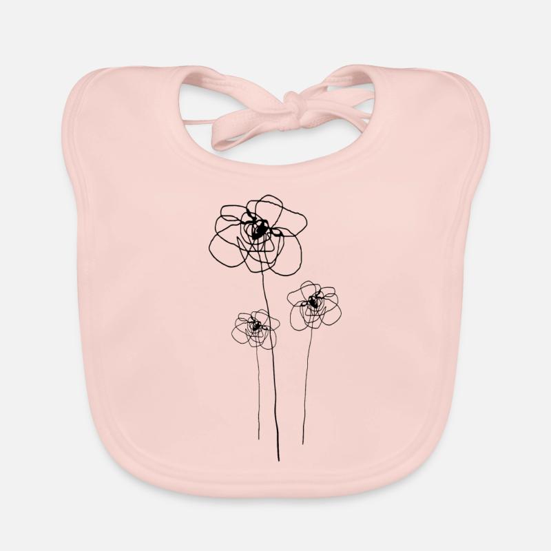 Drei Blumen schwarz Baby Bio-Lätzchen