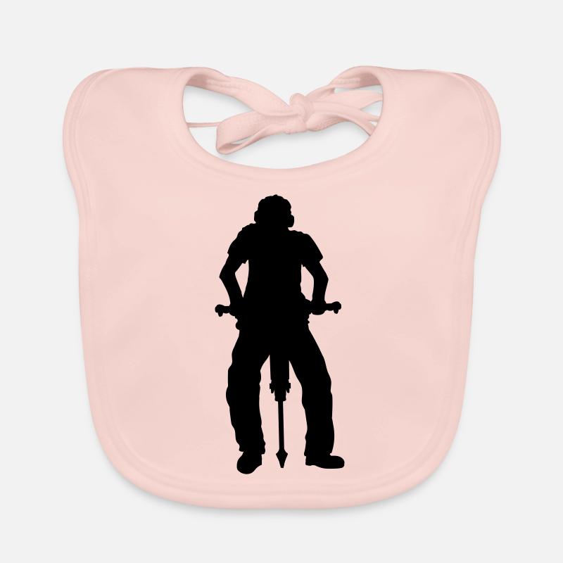 Bauarbeiter Presslufthammer Silhouette Baby Bio-Lätzchen