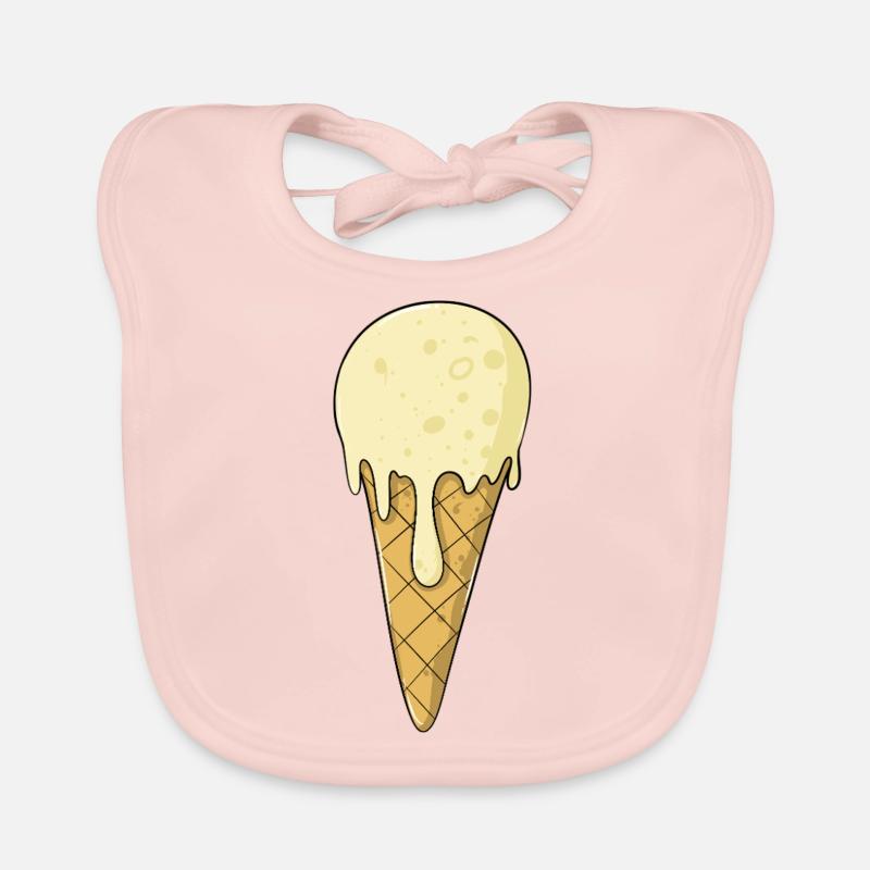 Crème glacée | Glace à la vanille | Glaces - Bavoir bio Bébé - rose