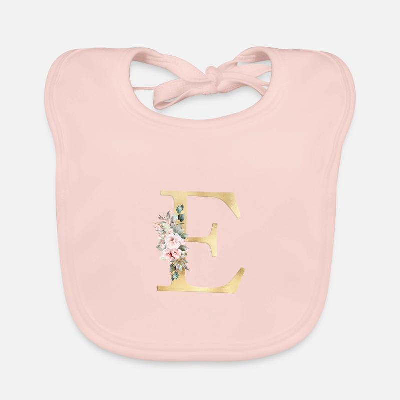 E Customisable Monogram Floral Organic Baby Bibs