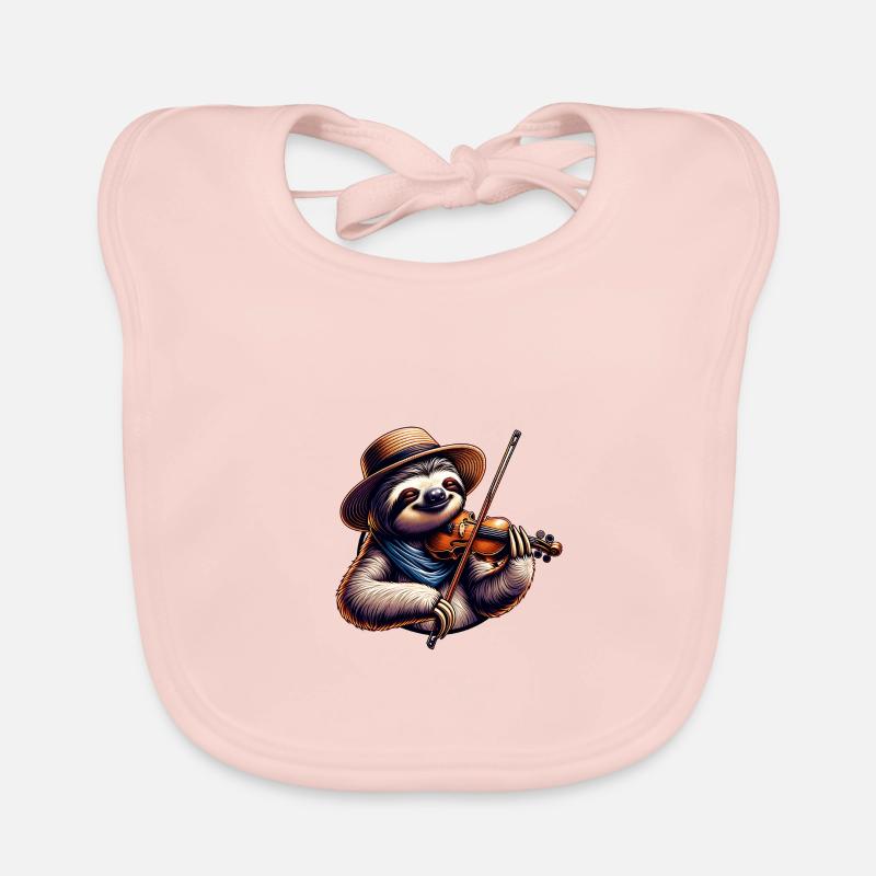 Sloth Violinist Classical Music Organic Baby Bibs