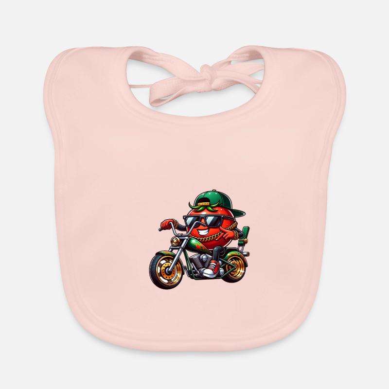 Motorrad Tomate Mit Coolen Sonnenbrille Baby Bio-Lätzchen
