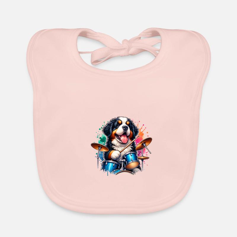Bernese Mountain Dog Puppy Drummer Organic Baby Bibs