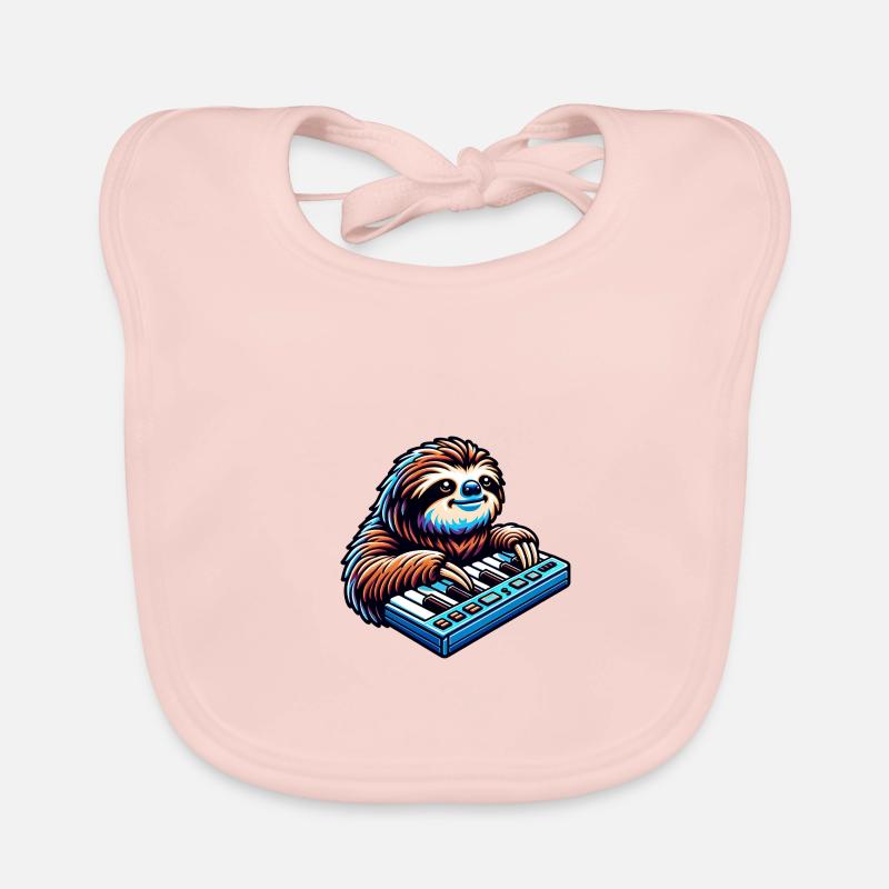 Relaxed Sloth Synthesizer Player Organic Baby Bibs