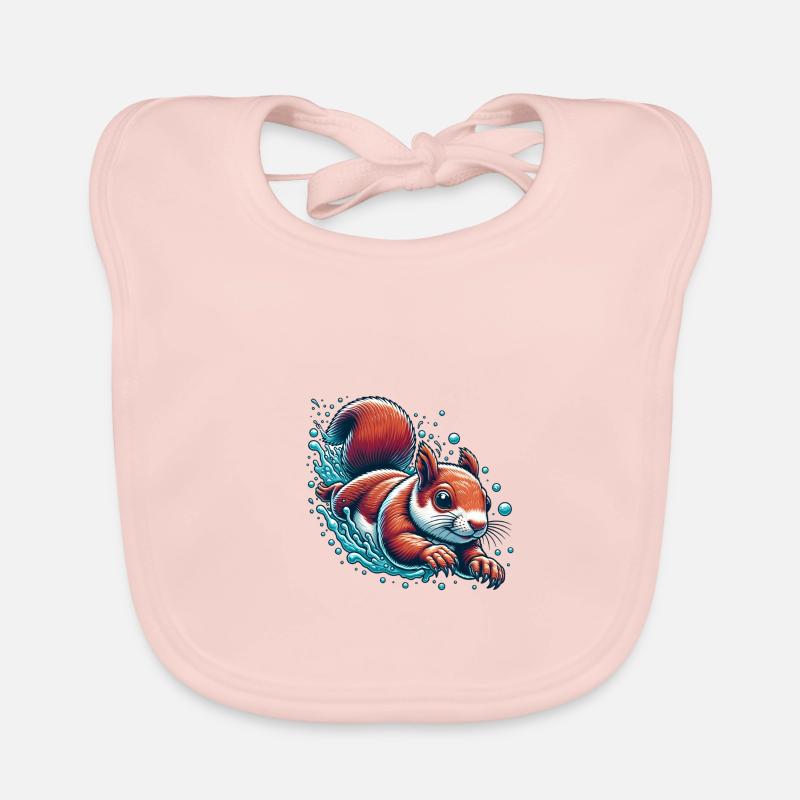 Schwimmen Eichhörnchen Nüsse Tierliebhaber Baby Bio-Lätzchen