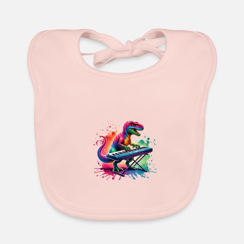 Cool dino musician on the keyboard Organic Baby Bibs