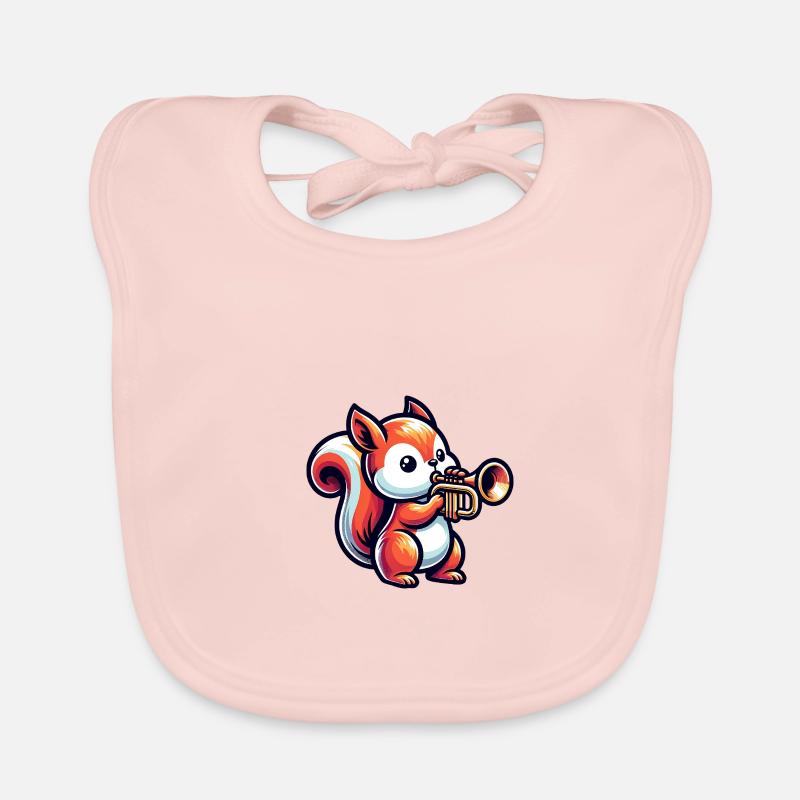 Cute squirrel with trumpet Organic Baby Bibs