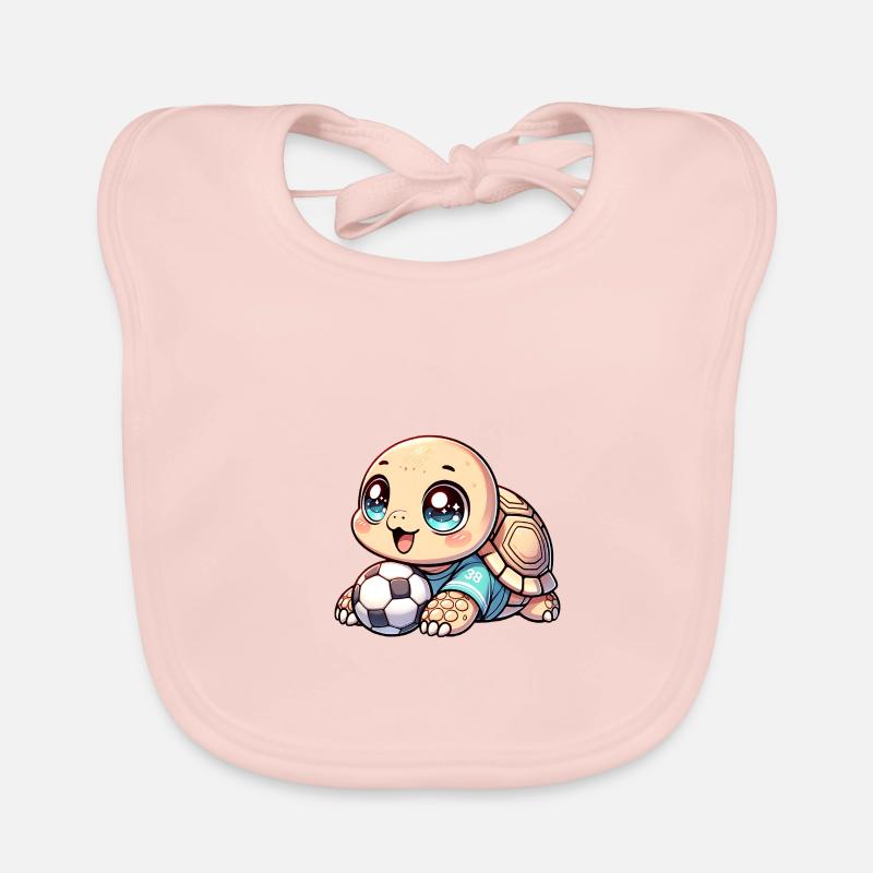 Cute turtle with soccer ball Organic Baby Bibs