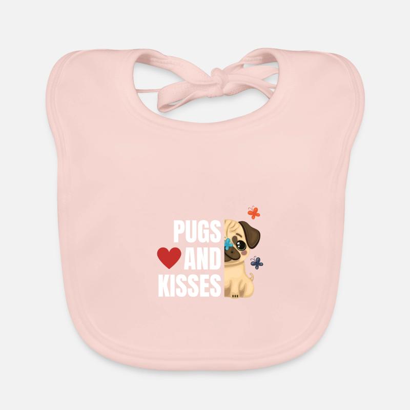 Cute Pug Pugs & Kisses Design Organic Baby Bibs