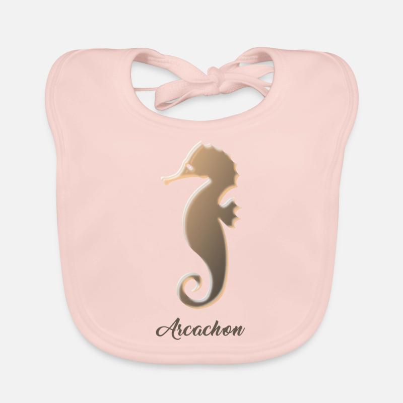hippocampe - Bavoir bio Bébé - rose