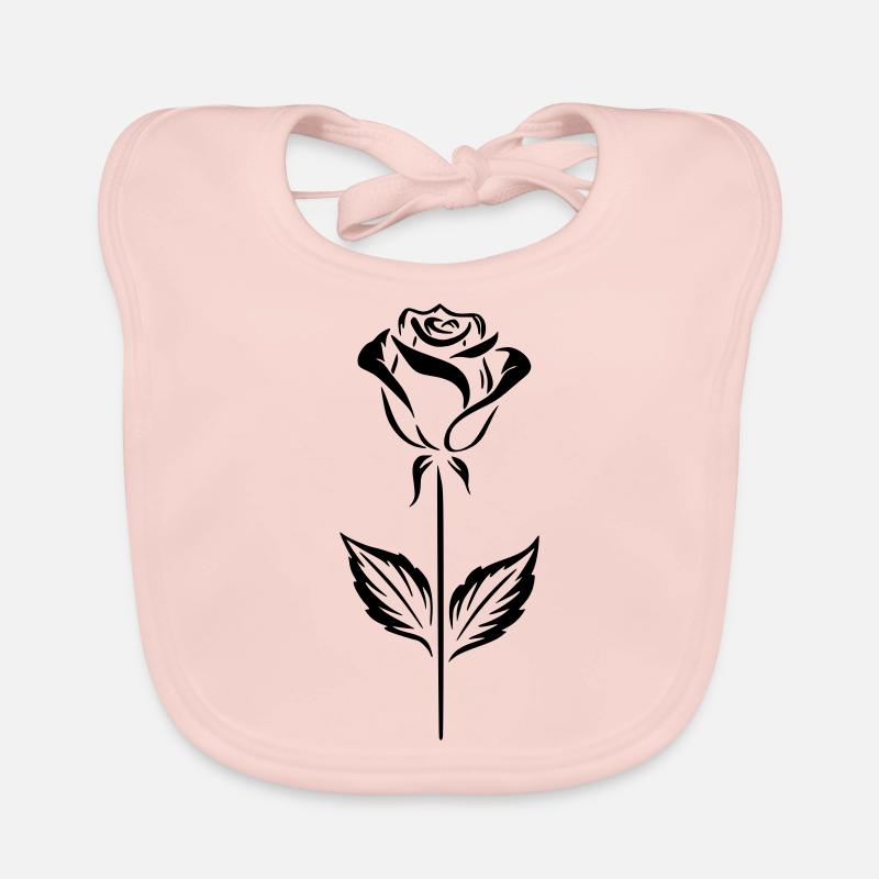 Simple black rose design Organic Baby Bibs