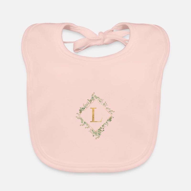 L Monogramm Eukalyptus Kranz Baby Bio-Lätzchen