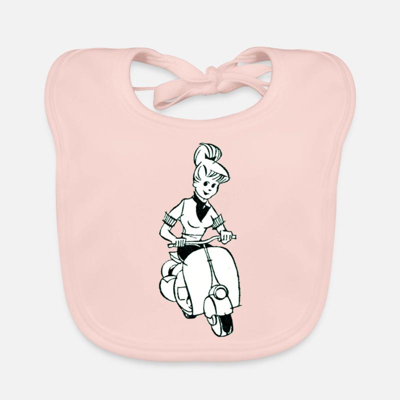 Roller, Scooter, Retro, Vintage, Führerschein Baby Bio-Lätzchen