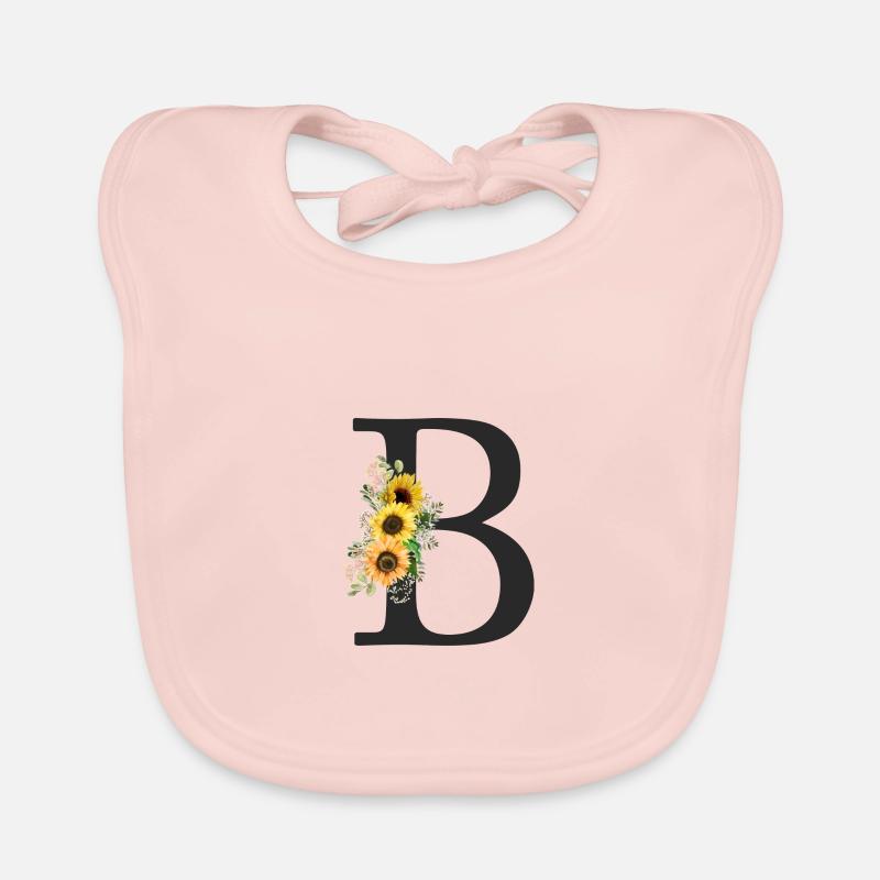 B Monogram Sunflowers Organic Baby Bibs