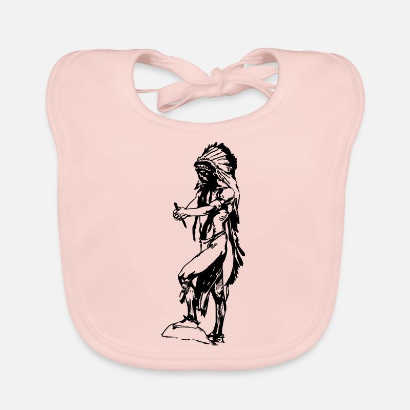 Amérique indienne idée cadeau indigène - Bavoir bio Bébé - rose