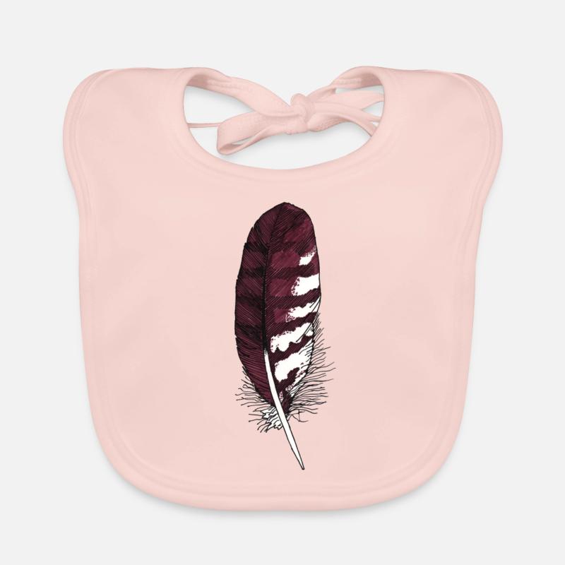 Small feather brown hand-drawn (buzzard) Organic Baby Bibs