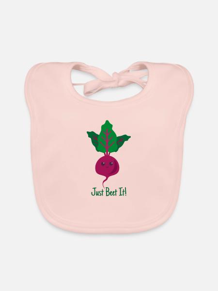 Just beet it gift plants Vegan saying - Organic Baby Bibs - rose - Front