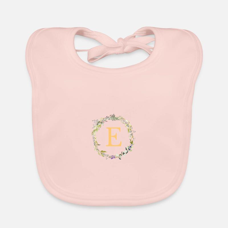 E Monogramm Eukalyptus-Kranz Baby Bio-Lätzchen