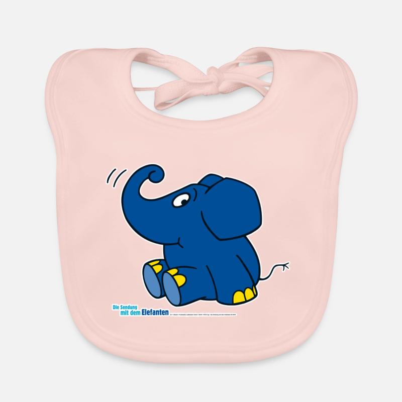Der Elefant - sitzend - Baby Bio-Lätzchen - Rose