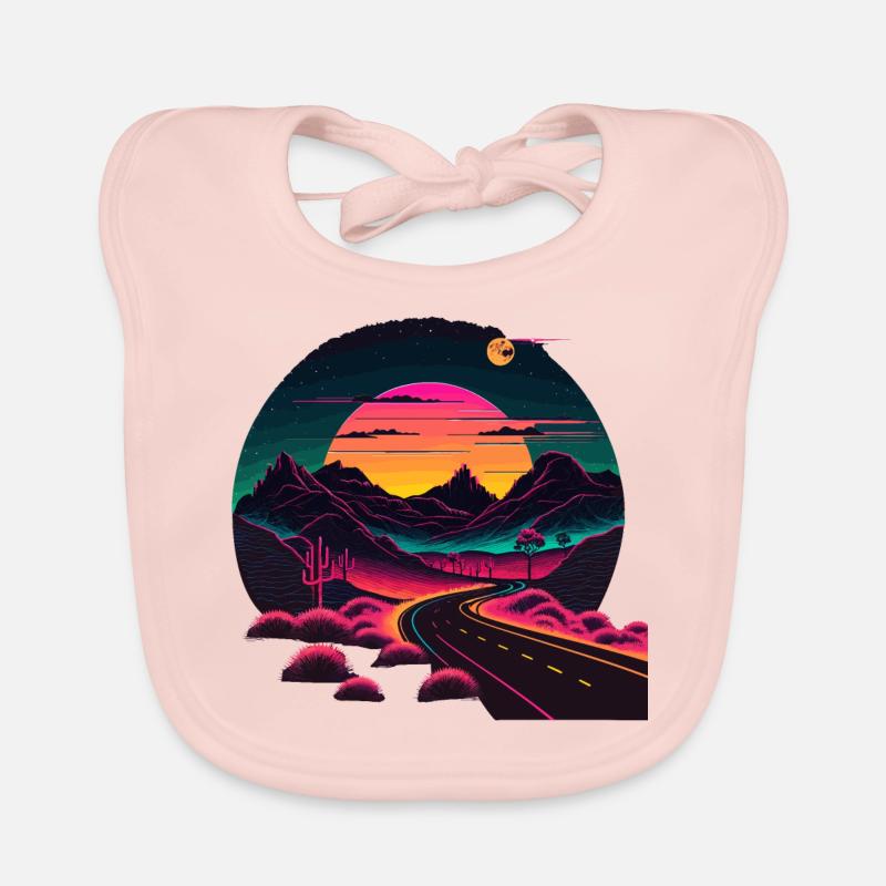 Straße im Synthwave-Stil Baby Bio-Lätzchen