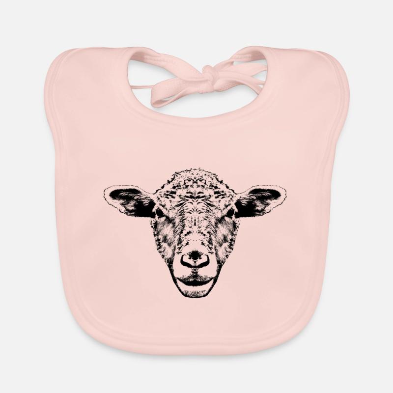 Mouton / Portrait / Tête - Bavoir bio Bébé - rose