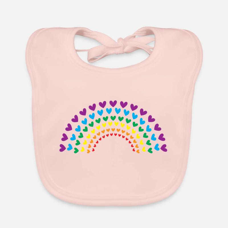 Regenbogen der Herzen - Baby Bio-Lätzchen - Rose