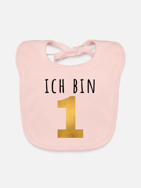Ich bin 1 - erster Geburtstag - Baby Bio-Lätzchen - Rose