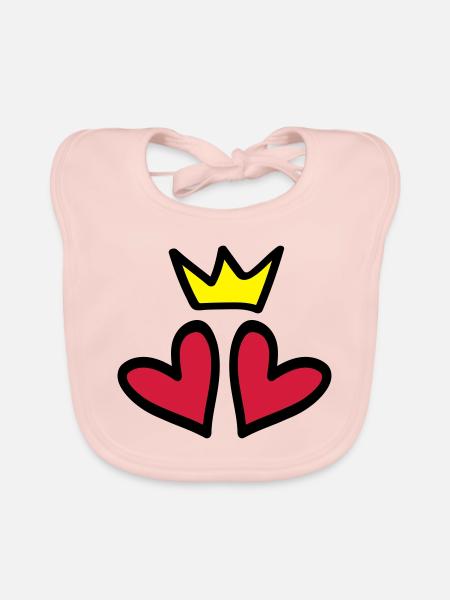 coeur couronne coeur amour symbole - Bavoir bio Bébé - rose - Devant