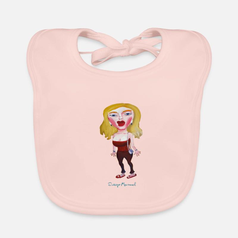 Fille blonde - Bavoir bio Bébé - rose