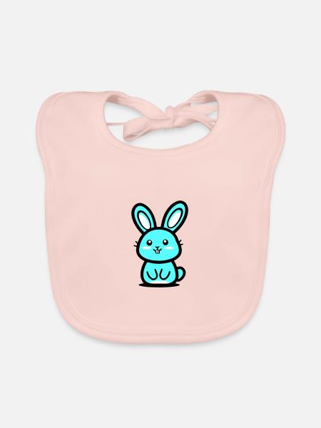 Hase Ostern Icon - Baby Bio-Lätzchen - Rose - Vorne