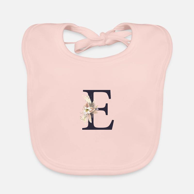 Customizable Monogram E Floral Organic Baby Bibs