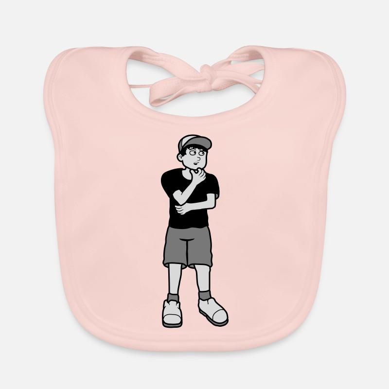 Junge überlegt Pose Baby Bio-Lätzchen