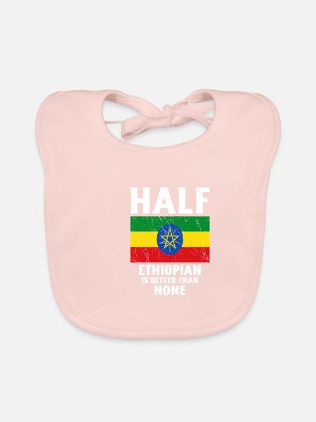 Halb Äthiopier ist besser als keiner Nationalflagg - Baby Bio-Lätzchen - Rose - Vorne