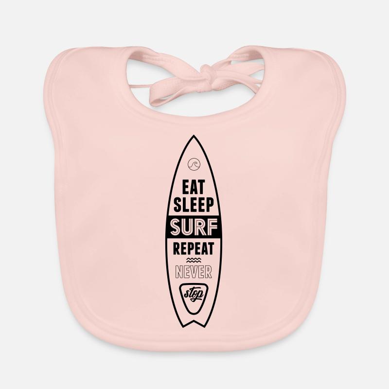eat sleep surf repeat - Baby Bio-Lätzchen - Rose