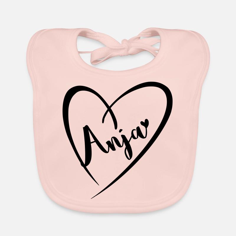 Anja surname first name in heart frame Organic Baby Bibs