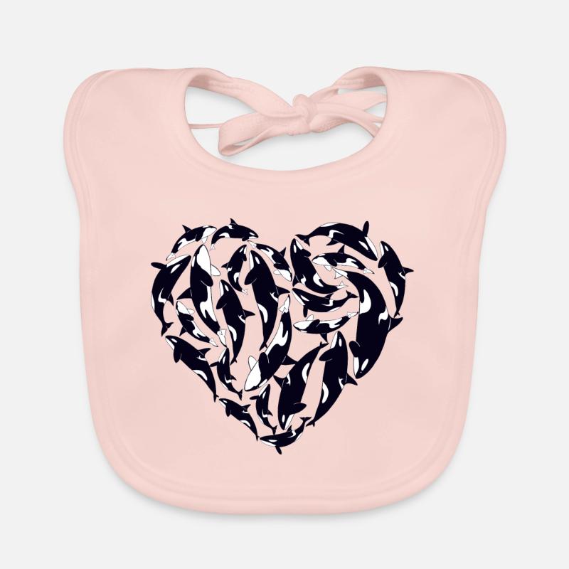 Herz Orca Schwertwal - Baby Bio-Lätzchen - Rose