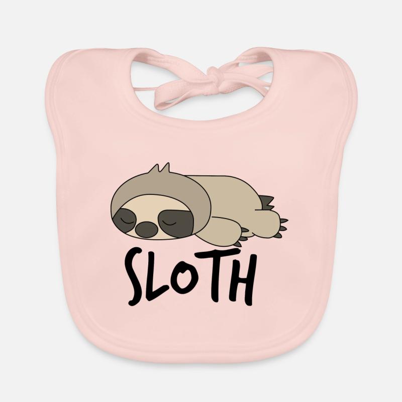 Sloth sleeping sloth lazy office work fun - Organic Baby Bibs - rose