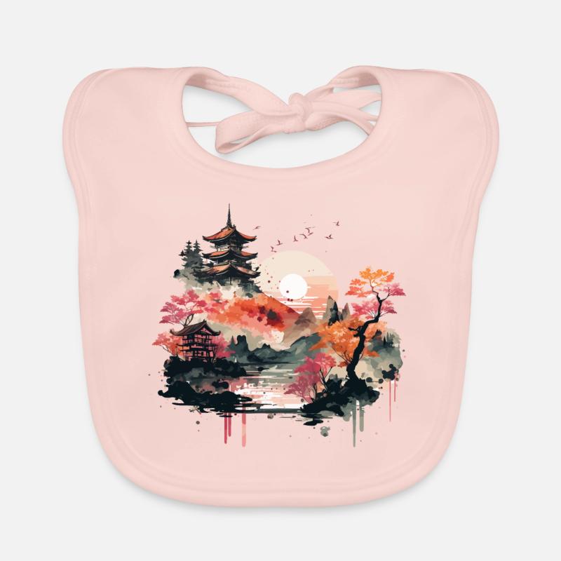 Paysage de gravure sur bois Bavoir bio Bébé
