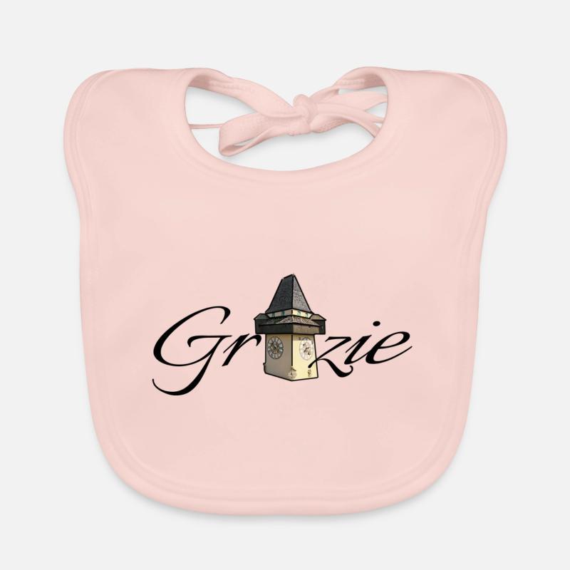 Austria Graz Styria clock tower clocktower clock - Organic Baby Bibs - rose