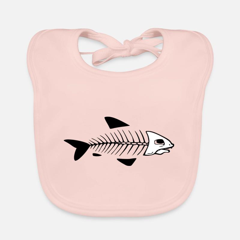 Squelette de poisson blanc - Bavoir bio Bébé - rose