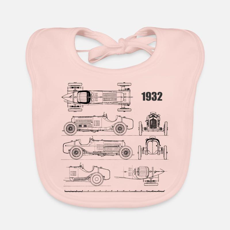 formula one 1932 black Organic Baby Bibs
