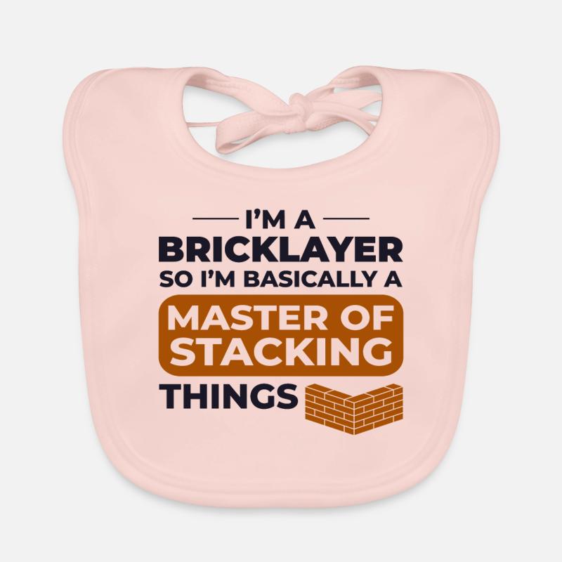 Master of Stacking Humorous Bricklayer Brick Mason Organic Baby Bibs