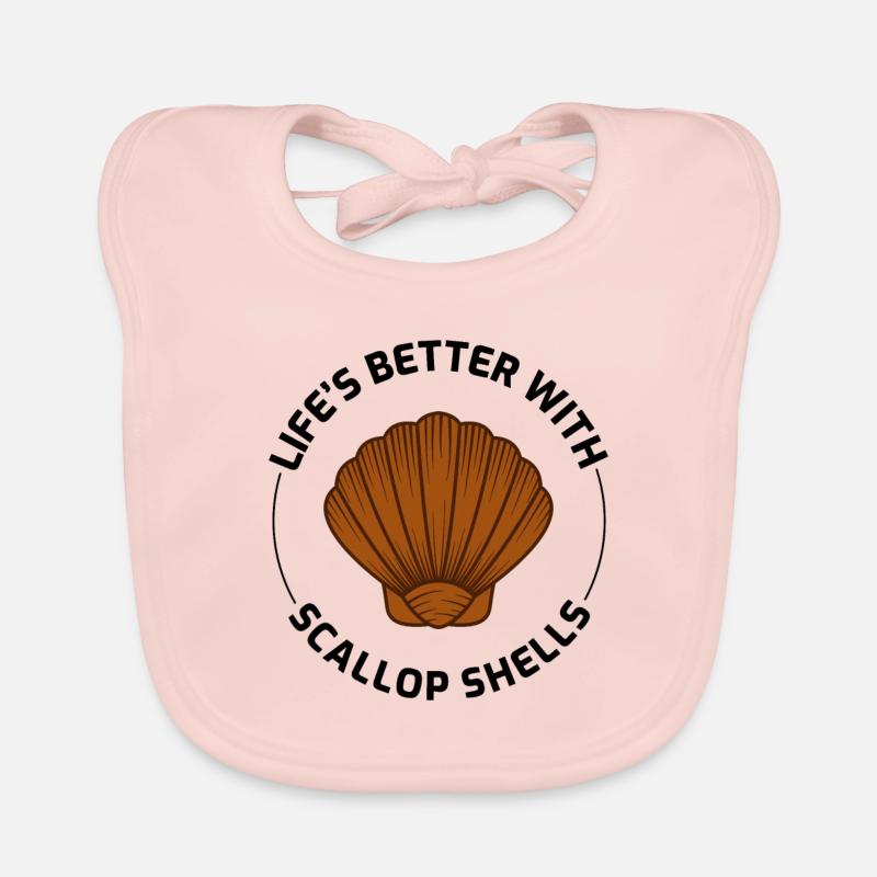 Scallop Seashells Collector Beachcomber Shellfish Organic Baby Bibs