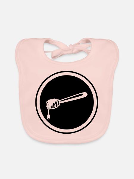 Stick chisel symbol beekeeper - Organic Baby Bibs - rose - Front